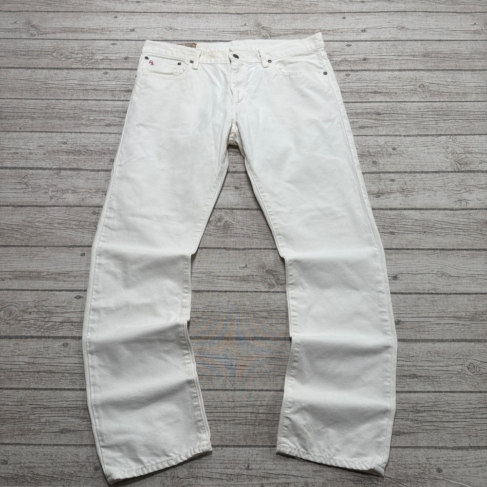 Vintage Polo Ralph Lauren Jeans Men's 36x32 White Denim Straight Leg High Rise